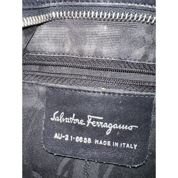 VINTAGE FERRAGAMO LARGE CHAIN LINK CANVAS TOTE BAG - Picture 3 of 9